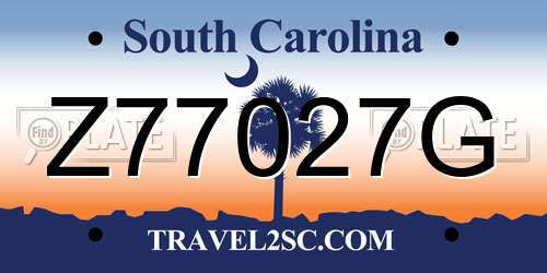 Z77027G South Carolina License Plate