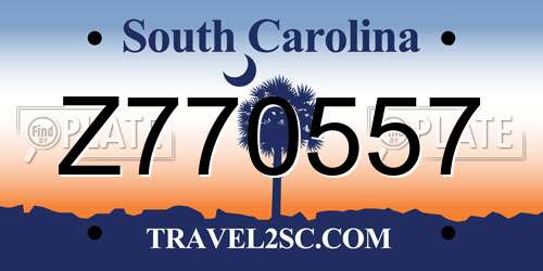 Z770557 South Carolina License Plate