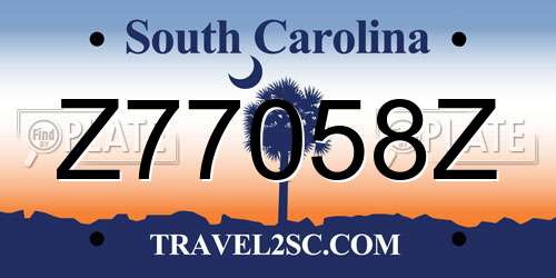 Z77058Z South Carolina License Plate