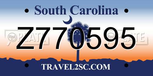 Z770595 South Carolina License Plate