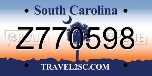 Z770598 South Carolina License Plate