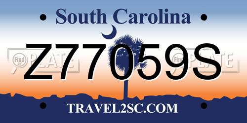 Z77059S South Carolina License Plate