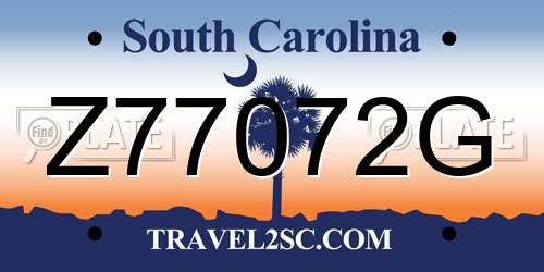 Z77072G South Carolina License Plate