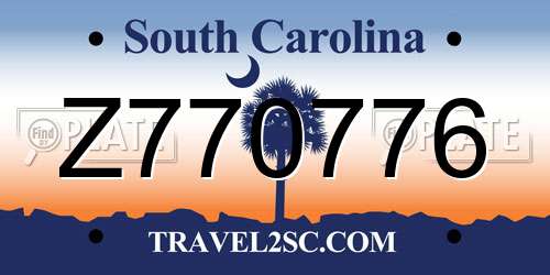 Z770776 South Carolina License Plate