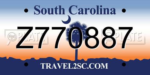 Z770887 South Carolina License Plate
