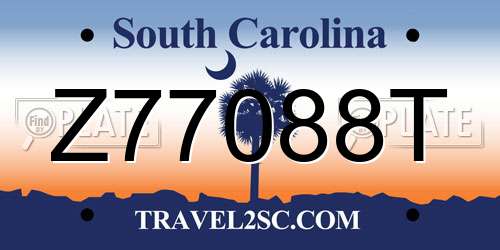Z77088T South Carolina License Plate