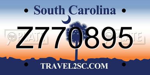Z770895 South Carolina License Plate