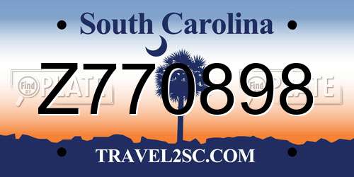 Z770898 South Carolina License Plate