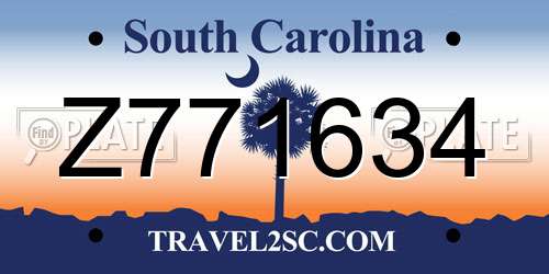 Z771634 South Carolina License Plate