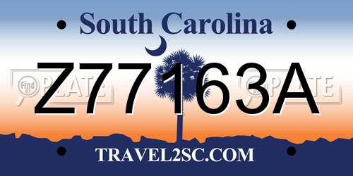 Z77163A South Carolina License Plate