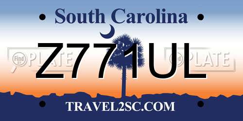 Z771UL South Carolina License Plate