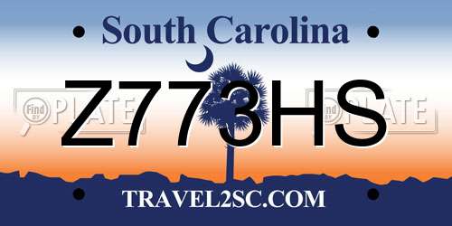 Z773HS South Carolina License Plate