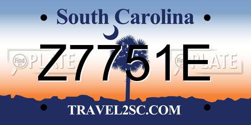 Z7751E South Carolina License Plate