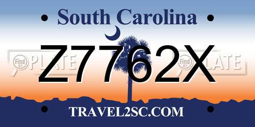 Z7762X South Carolina License Plate