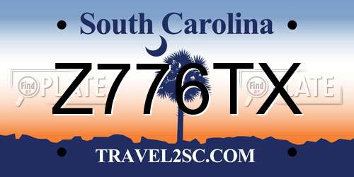Z776TX South Carolina License Plate