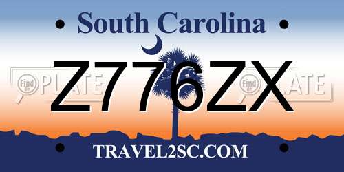Z776ZX South Carolina License Plate