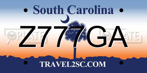Z777GA South Carolina License Plate
