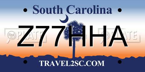 Z77HHA South Carolina License Plate
