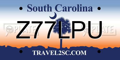 Z77LPU South Carolina License Plate