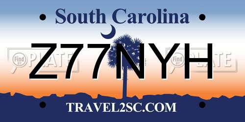 Z77NYH South Carolina License Plate
