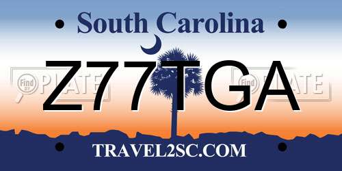 Z77TGA South Carolina License Plate