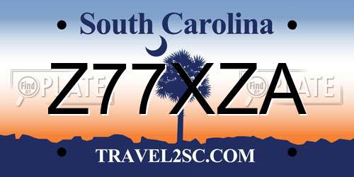 Z77XZA South Carolina License Plate
