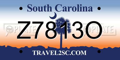 Z7813O South Carolina License Plate