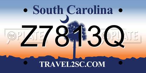 Z7813Q South Carolina License Plate