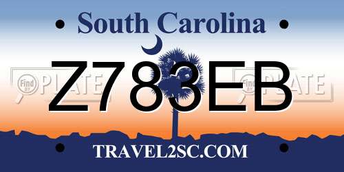 Z783EB South Carolina License Plate
