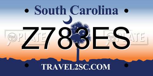 Z783ES South Carolina License Plate