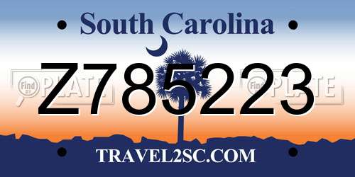 Z785223 South Carolina License Plate
