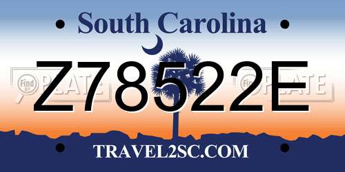 Z78522E South Carolina License Plate