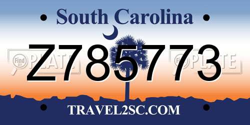 Z785773 South Carolina License Plate