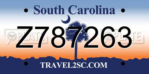 Z787263 South Carolina License Plate