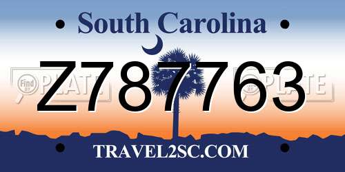 Z787763 South Carolina License Plate
