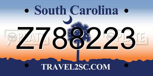 Z788223 South Carolina License Plate