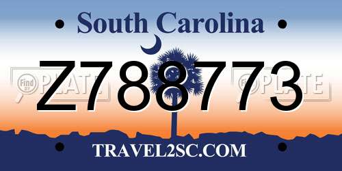 Z788773 South Carolina License Plate