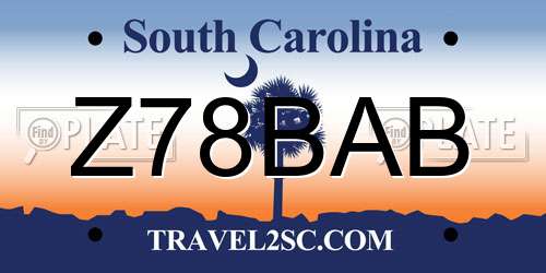 Z78BAB South Carolina License Plate