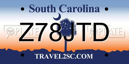Z78JTD South Carolina License Plate