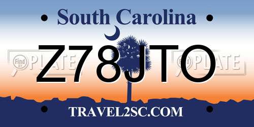 Z78JTO South Carolina License Plate