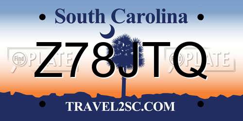 Z78JTQ South Carolina License Plate