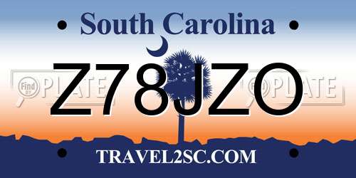 Z78JZO South Carolina License Plate