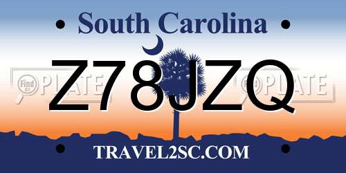 Z78JZQ South Carolina License Plate