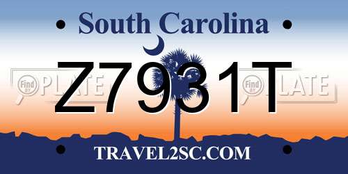 Z7931T South Carolina License Plate