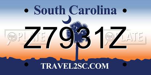 Z7931Z South Carolina License Plate