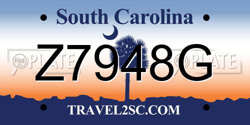 Z7948G South Carolina License Plate