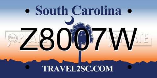 Z8007W South Carolina License Plate
