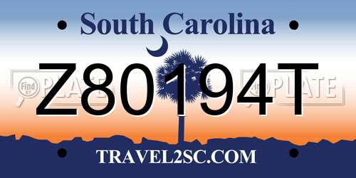 Z80194T South Carolina License Plate