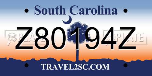 Z80194Z South Carolina License Plate