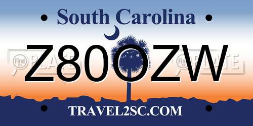 Z80OZW South Carolina License Plate
